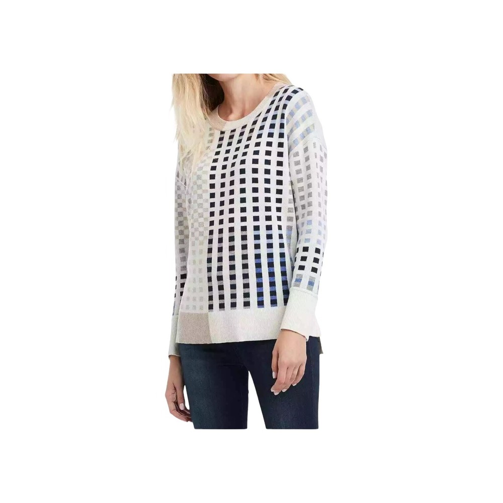 Nic+Zoe Woman's Dream Weaver Cotton Blend Sweater‎ SZ M Blue Multi Pullover